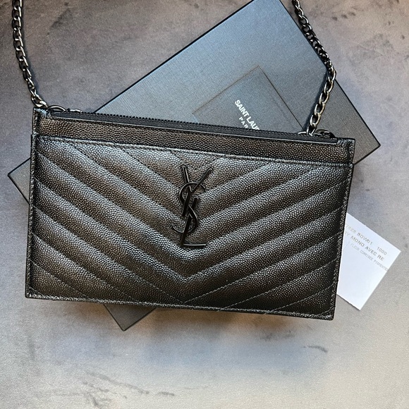 Yves Saint Laurent black monogram clutch / crossbody - Picture 1 of 13